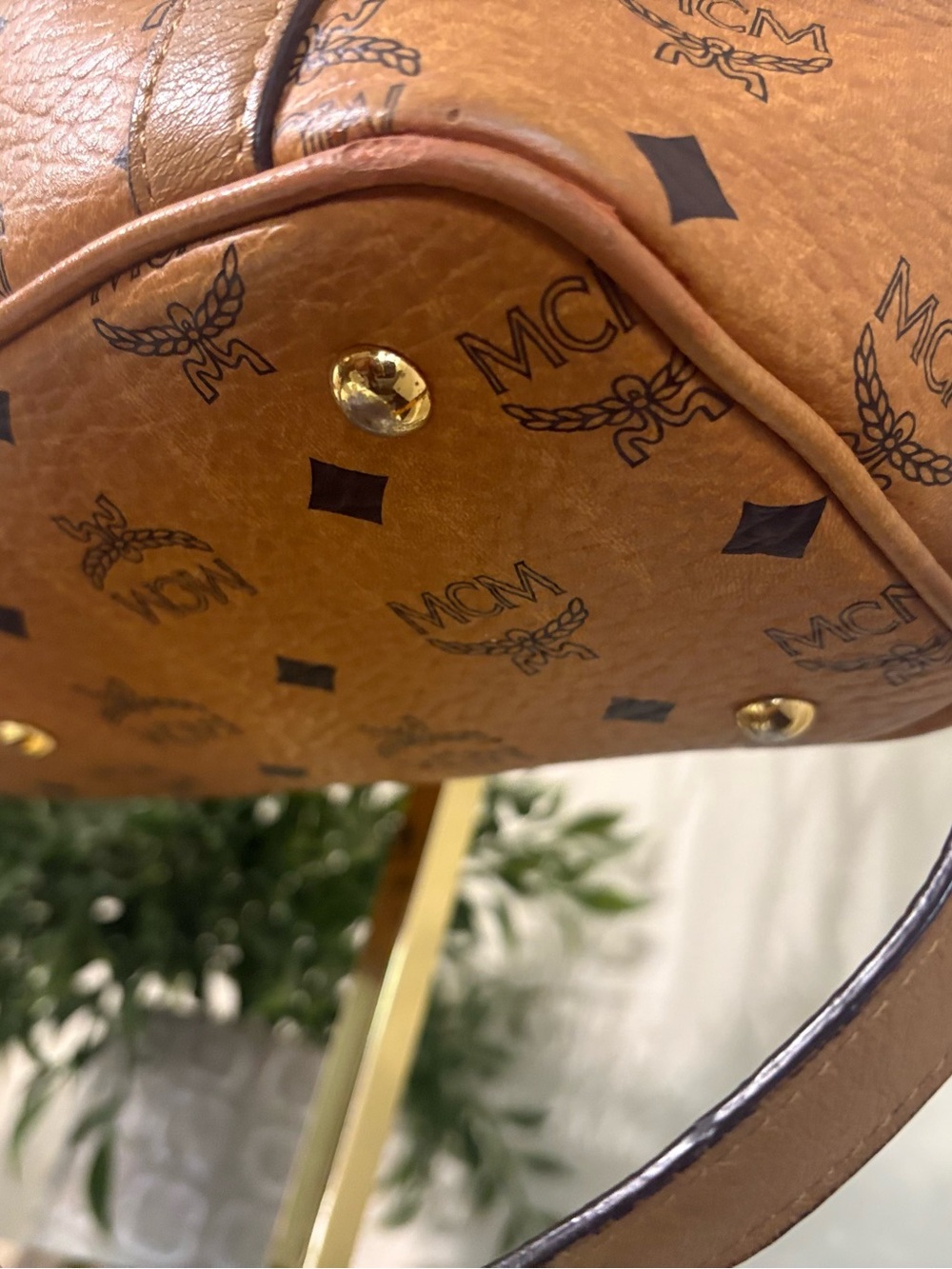 MCM Cognac Visetos Monogram Tote Bag Crossbody Shoulder - Picture 7 of 16